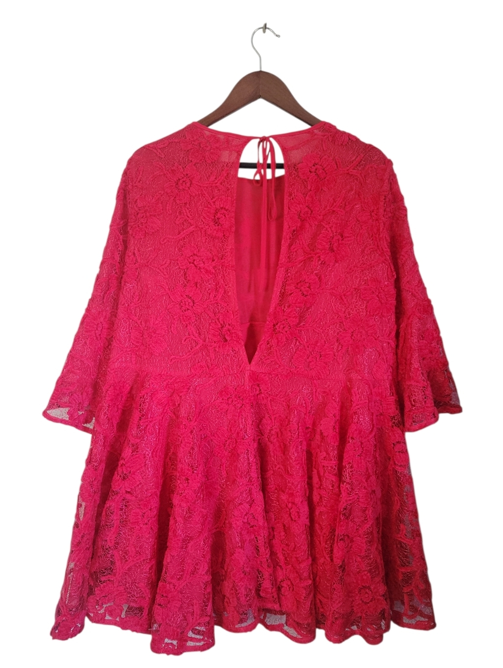 ​Free People Le Fleur Red Lace Babydoll Swing Mini Dress Festival Romatic Medium - Picture 7 of 12